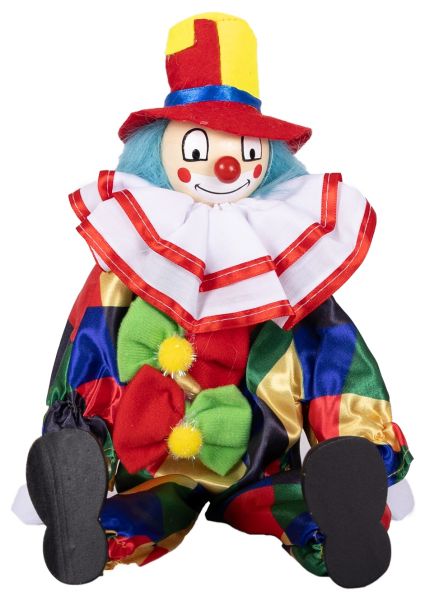 Clownpuppe in bunten Farben mit Hut