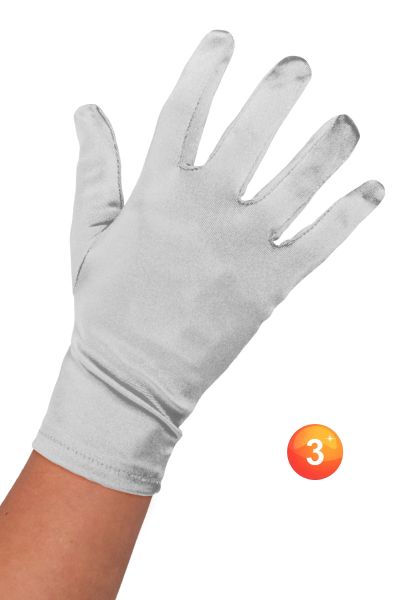 Kurze Opernhandschuhe silber Satin