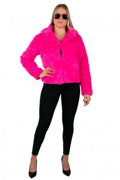 Karnevalsjacke Damen fluo Neonrosa Fell