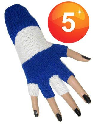 Fingerlose Handschuhe blau weiß gestreift