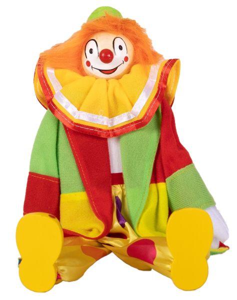 Clownpuppe in helle Farben mit Hut