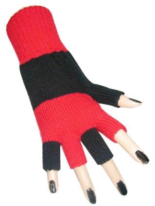 Fingerlose Handschuhe schwarz rot gestreift